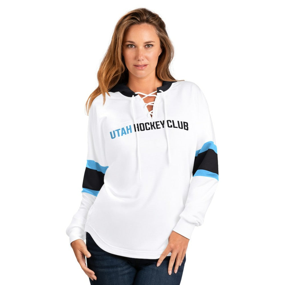 Utah Mammoth G-III 4Her by Carl Banks Women's Goal Zone Long Sleeve Lace-Up Hoodie T-Shirt Discount