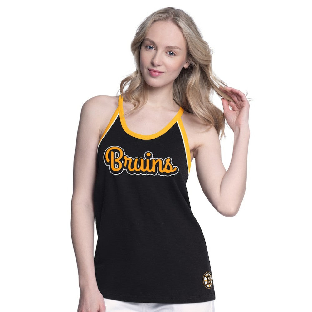Boston Bruins G-III 4Her by Carl Banks Women's Curveball Racerback Scoop Neck Slub Tank Top Outlet