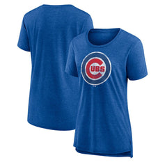 Chicago Cubs Women's Weathered Official Logo Tri-Blend T-Shirt | MLB Discount