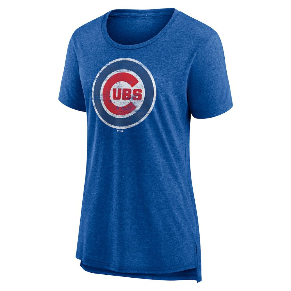 Chicago Cubs Women's Weathered Official Logo Tri-Blend T-Shirt | MLB Discount