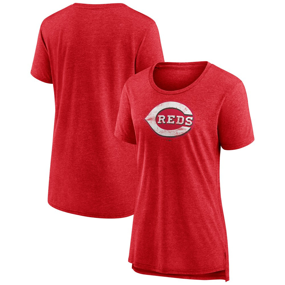 Cincinnati Reds Women's Weathered Official Logo Tri-Blend T-Shirt | MLB Outlet