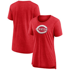 Cincinnati Reds Women's Weathered Official Logo Tri-Blend T-Shirt | MLB Outlet