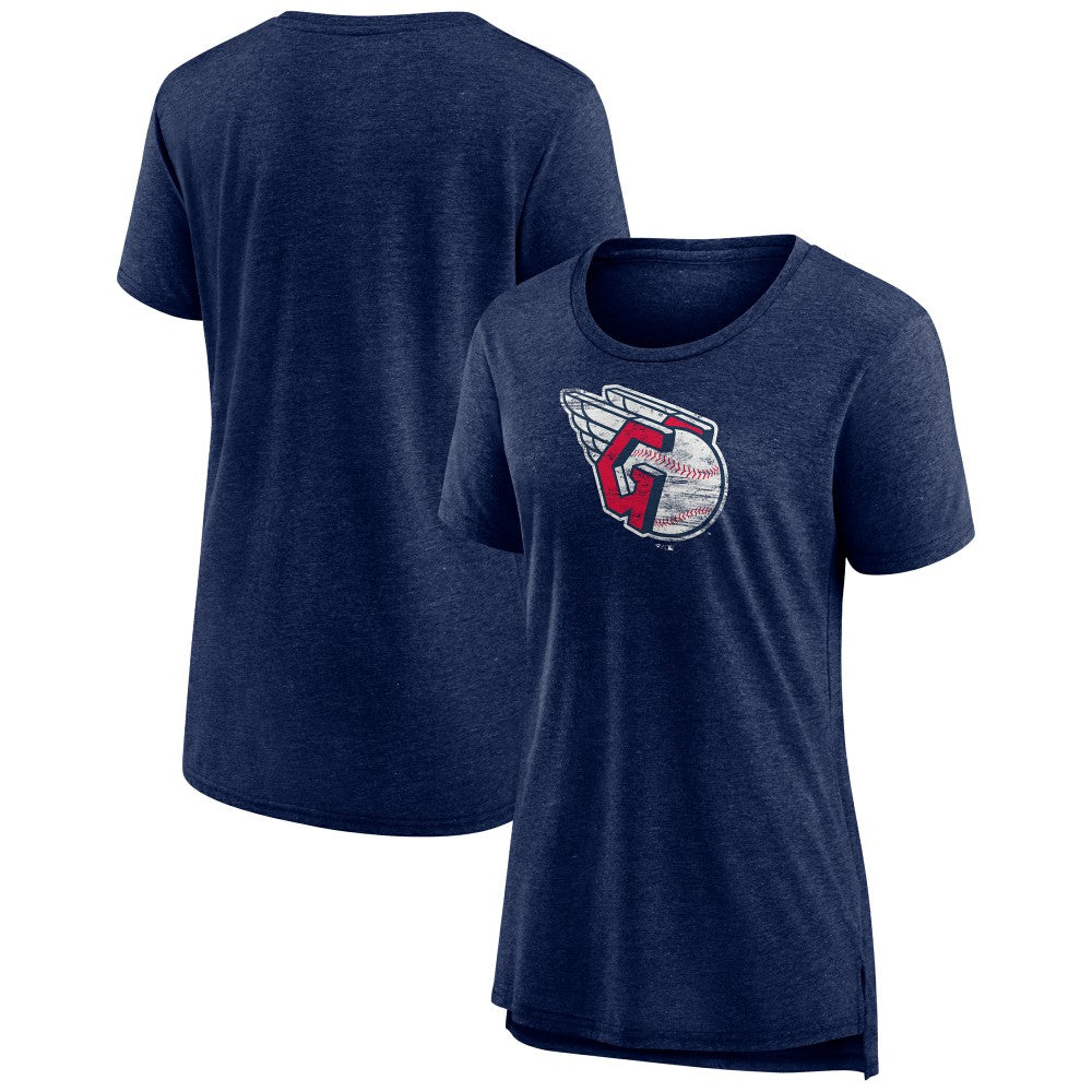 Cleveland Guardians Women's Weathered Official Logo Tri-Blend T-Shirt | MLB On Sale