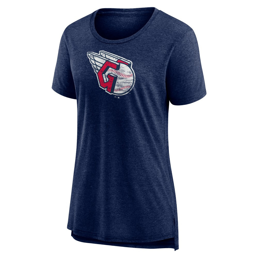 Cleveland Guardians Women's Weathered Official Logo Tri-Blend T-Shirt | MLB On Sale