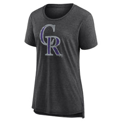 Colorado Rockies Women's Weathered Official Logo Tri-Blend T-Shirt | MLB Discount