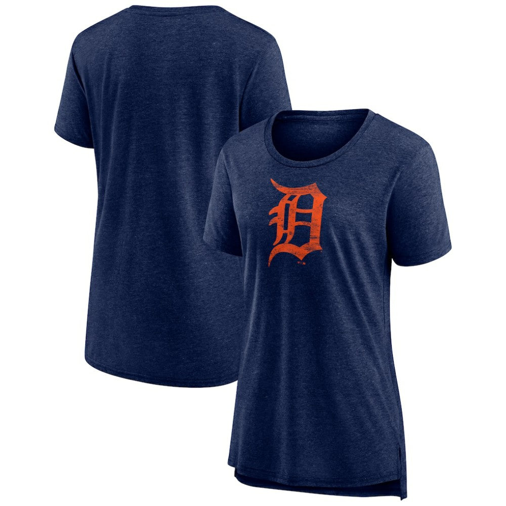 Detroit Tigers Women's Weathered Official Logo Tri-Blend T-Shirt | MLB US