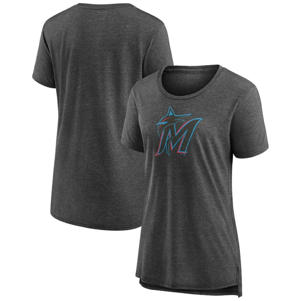 Miami Marlins Women's Weathered Official Logo Tri-Blend T-Shirt | MLB US
