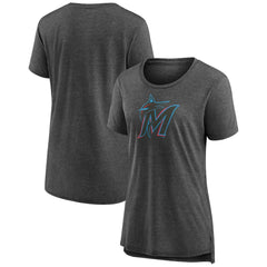 Miami Marlins Women's Weathered Official Logo Tri-Blend T-Shirt | MLB US