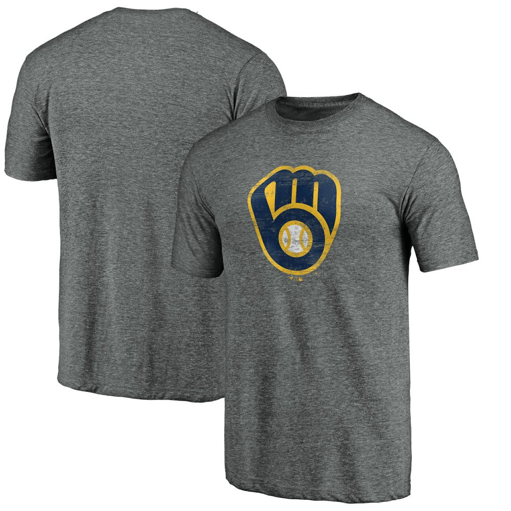 Milwaukee Brewers Weathered Official Logo Tri-Blend T-Shirt | MLB On Sale