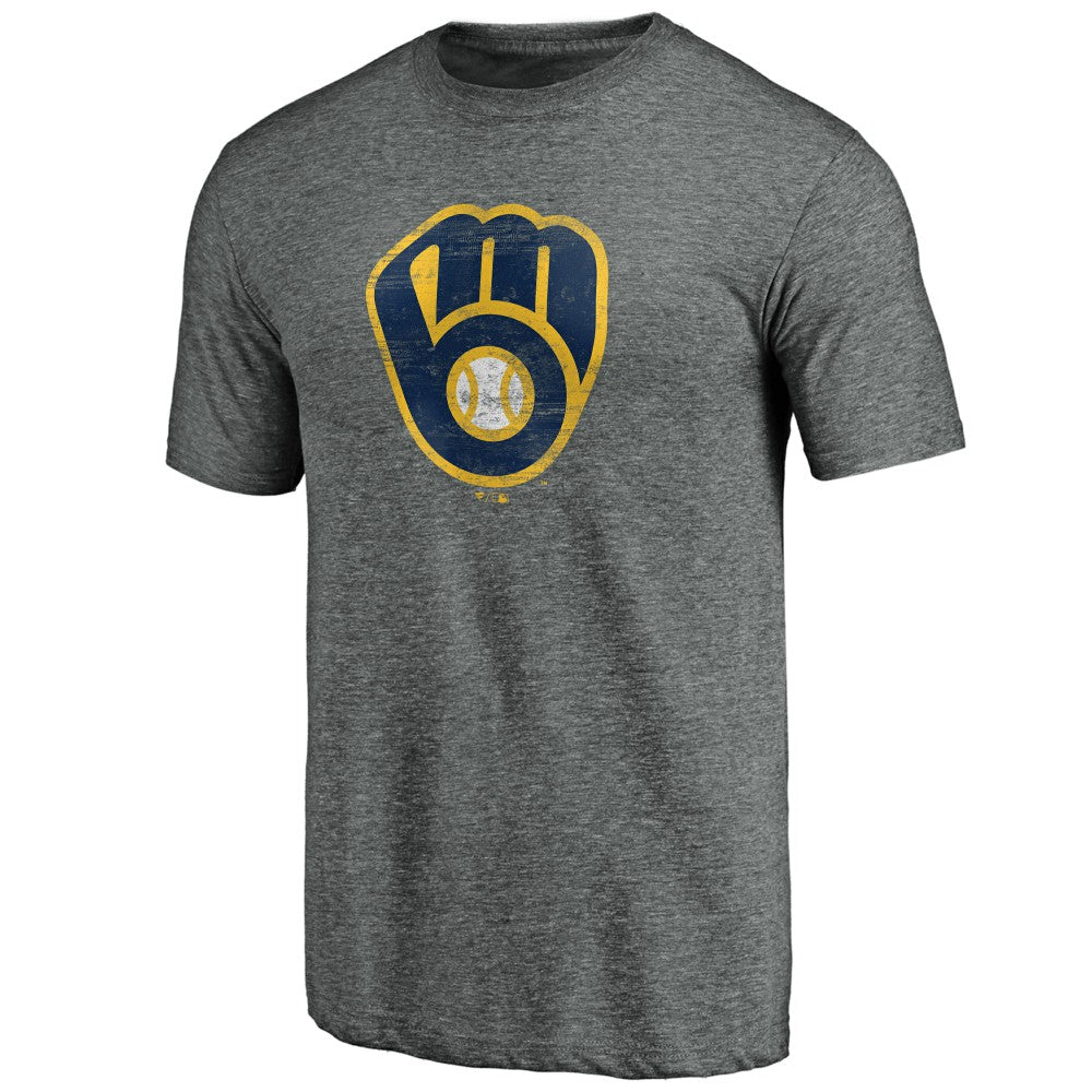 Milwaukee Brewers Weathered Official Logo Tri-Blend T-Shirt | MLB On Sale