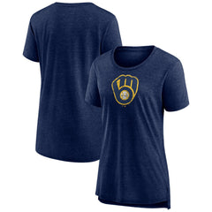 Milwaukee Brewers Women's Weathered Official Logo Tri-Blend T-Shirt | MLB Outlet