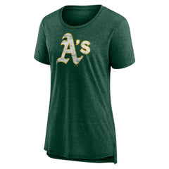 Athletics Women's Weathered Official Logo Tri-Blend T-Shirt | MLB US