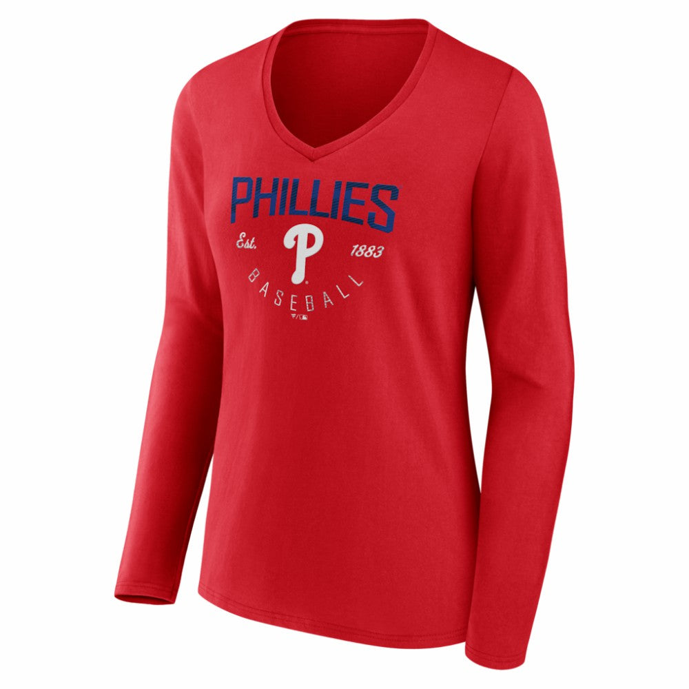 Philadelphia Phillies Women's Live For It Long Sleeve V-Neck T-Shirt | MLB Discount