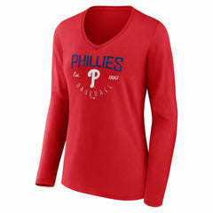 Philadelphia Phillies Women's Live For It Long Sleeve V-Neck T-Shirt | MLB Discount