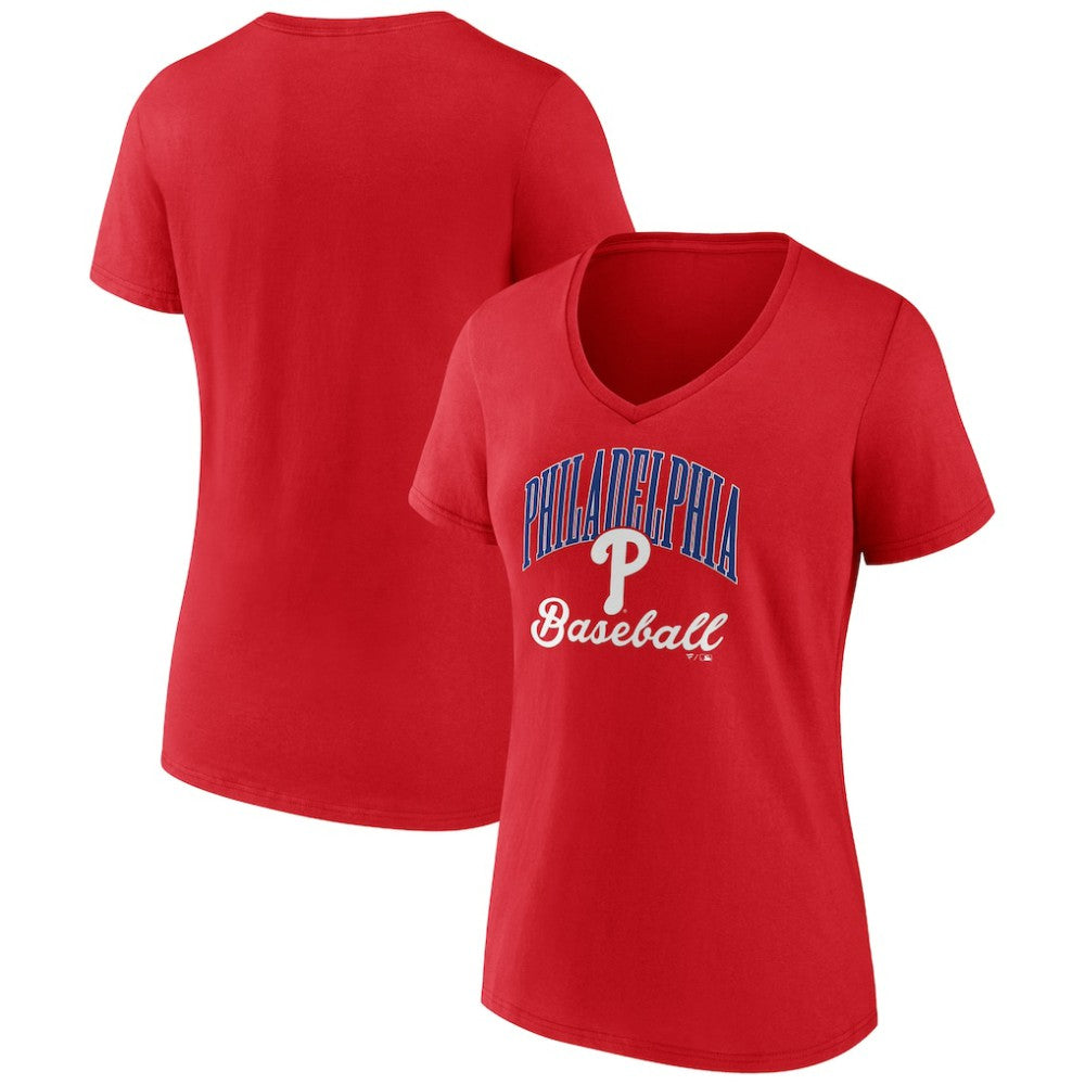 Philadelphia Phillies Women's Victory Script V-Neck T-Shirt | MLB Outlet