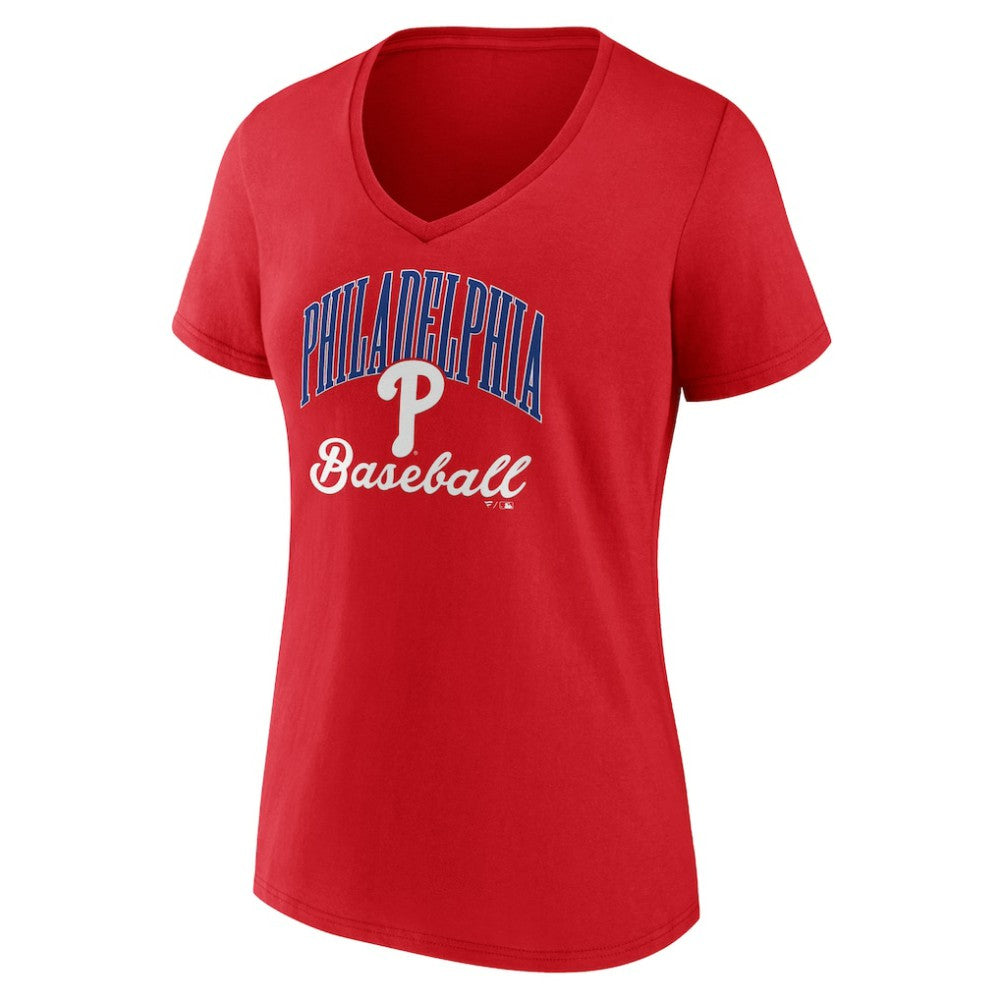 Philadelphia Phillies Women's Victory Script V-Neck T-Shirt | MLB Outlet