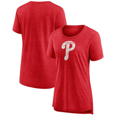 Philadelphia Phillies Women's Weathered Official Logo Tri-Blend T-Shirt | MLB Sale