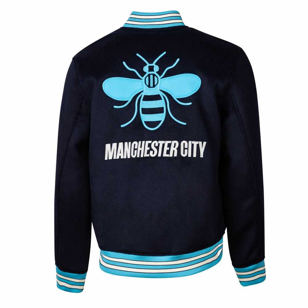 Manchester City Sport Design Sweden Free Kick Wool Varsity Jacket Navy