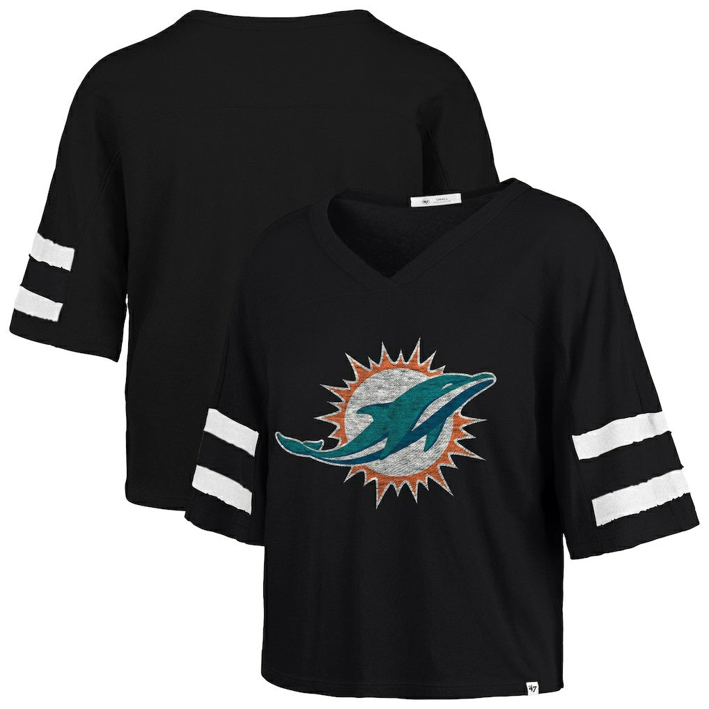 Miami Dolphins 47 brand '47 Women's Premier Scout Cropped V-Neck T-Shirt