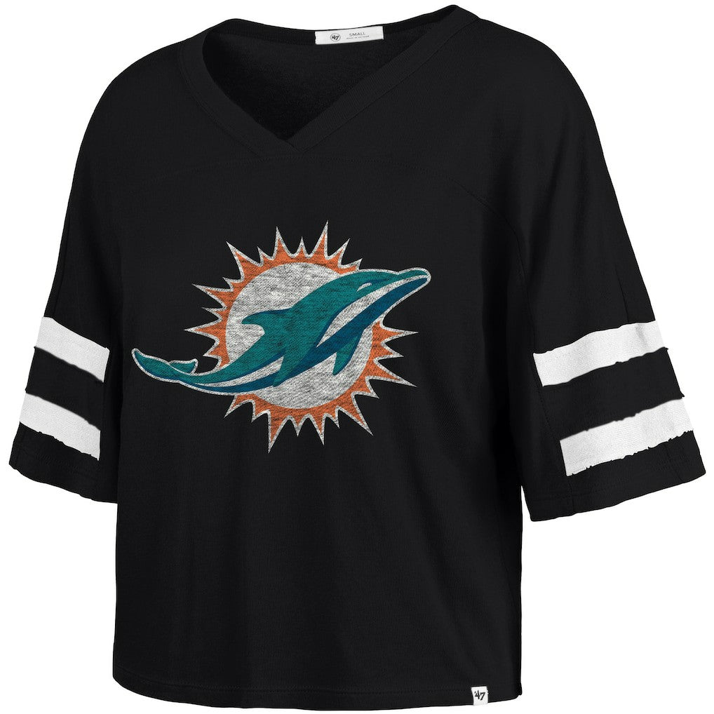 Miami Dolphins 47 brand '47 Women's Premier Scout Cropped V-Neck T-Shirt