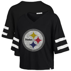 Pittsburgh Steelers 47 brand '47 Women's Premier Scout Cropped V-Neck T-Shirt