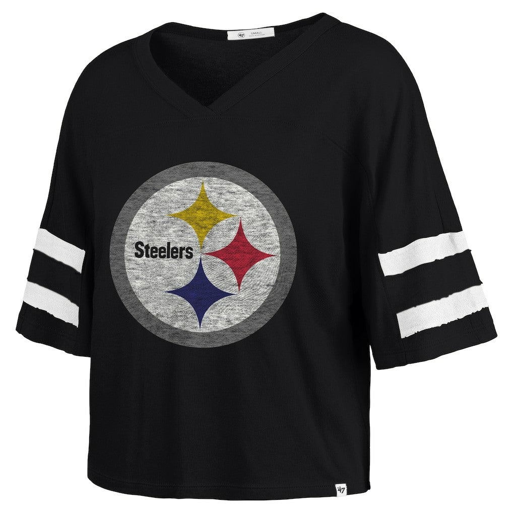Pittsburgh Steelers 47 brand '47 Women's Premier Scout Cropped V-Neck T-Shirt