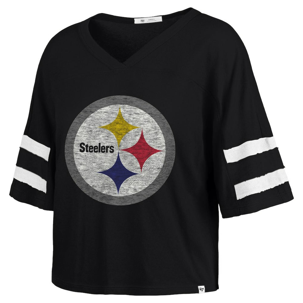 Pittsburgh Steelers 47 brand '47 Women's Premier Scout Cropped V-Neck T-Shirt