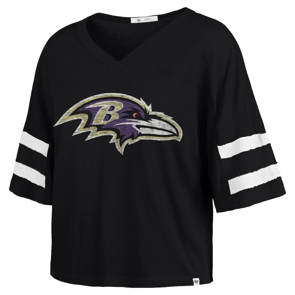 Baltimore Ravens 47 brand '47 Women's Premier Scout Cropped V-Neck T-Shirt