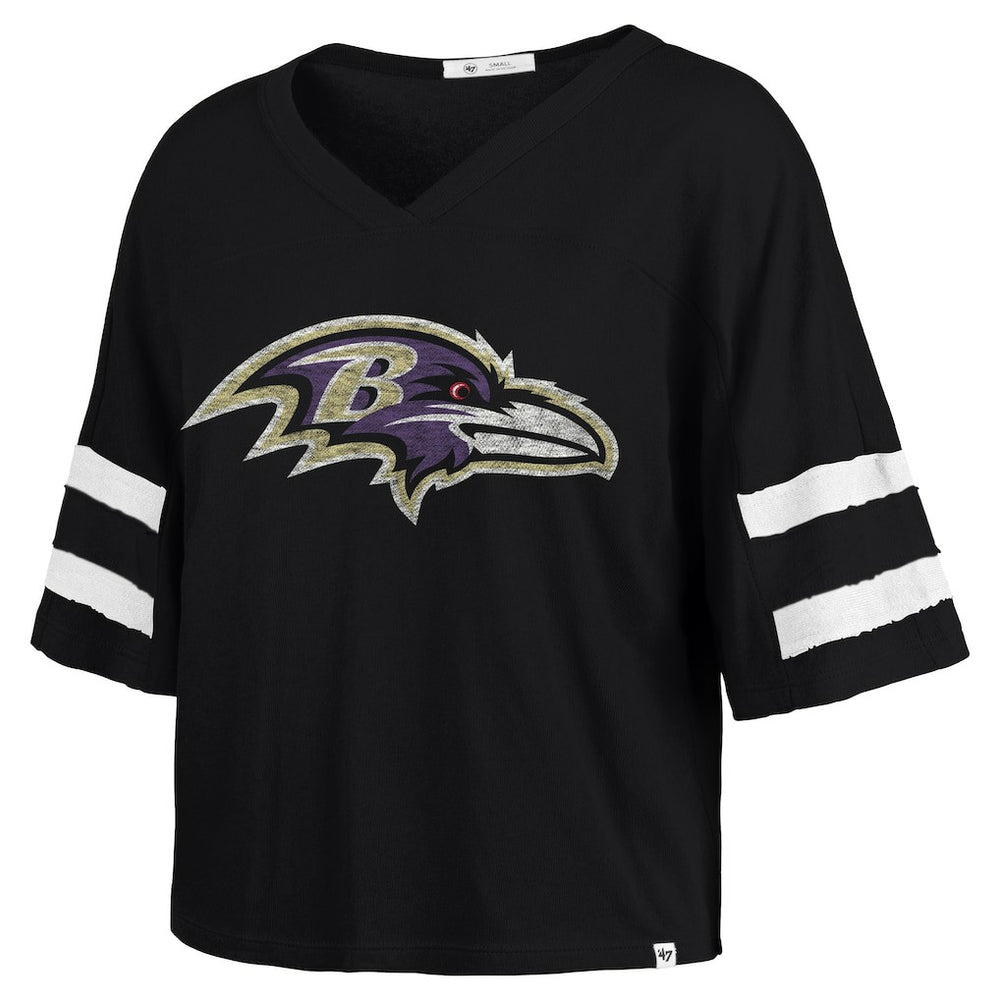 Baltimore Ravens 47 brand '47 Women's Premier Scout Cropped V-Neck T-Shirt