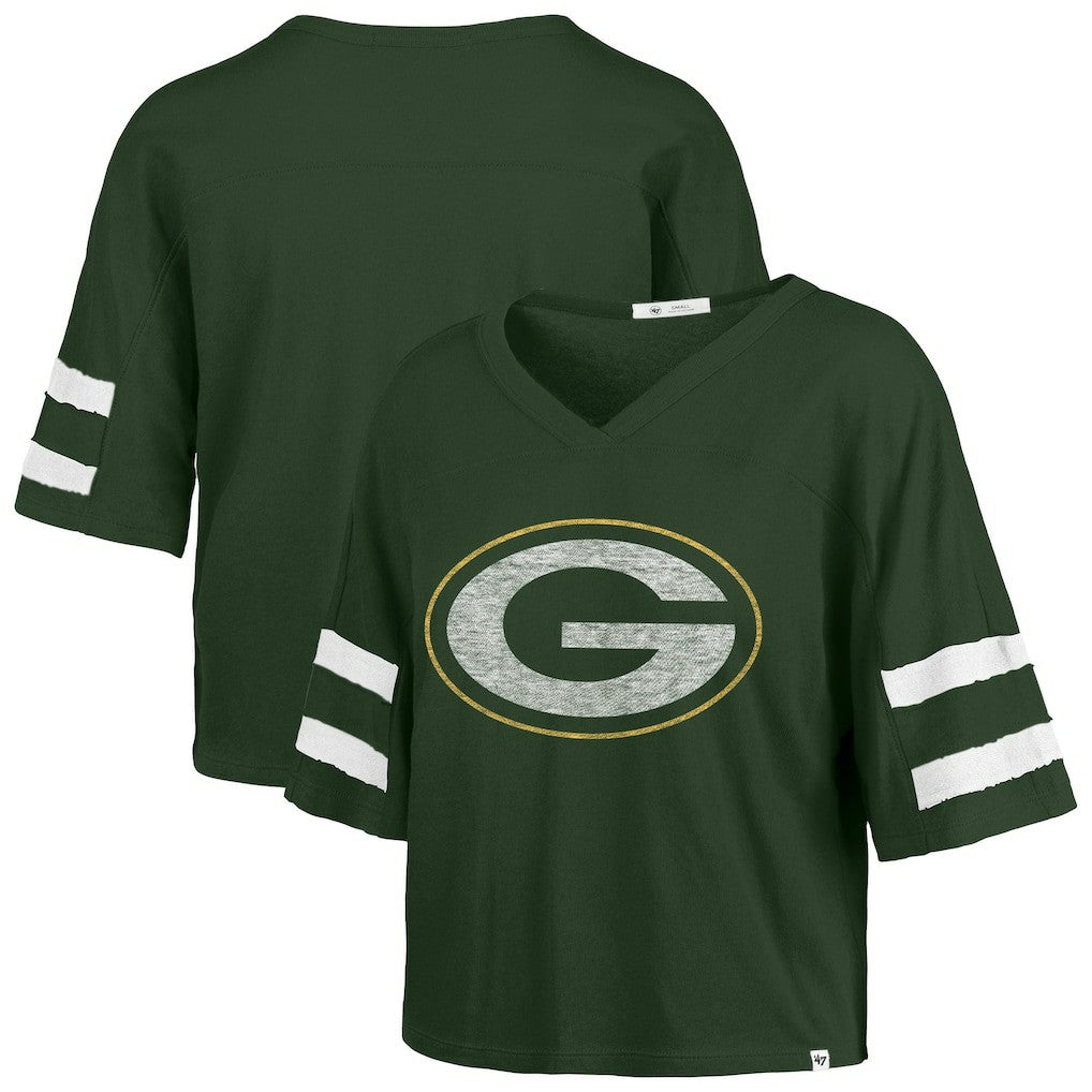 Green Bay Packers 47 brand '47 Women's Premier Scout Cropped V-Neck T-Shirt