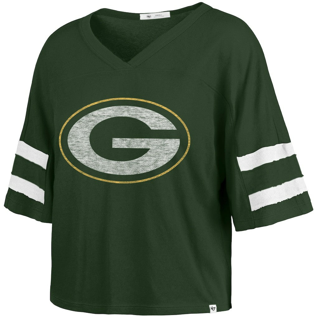 Green Bay Packers 47 brand '47 Women's Premier Scout Cropped V-Neck T-Shirt