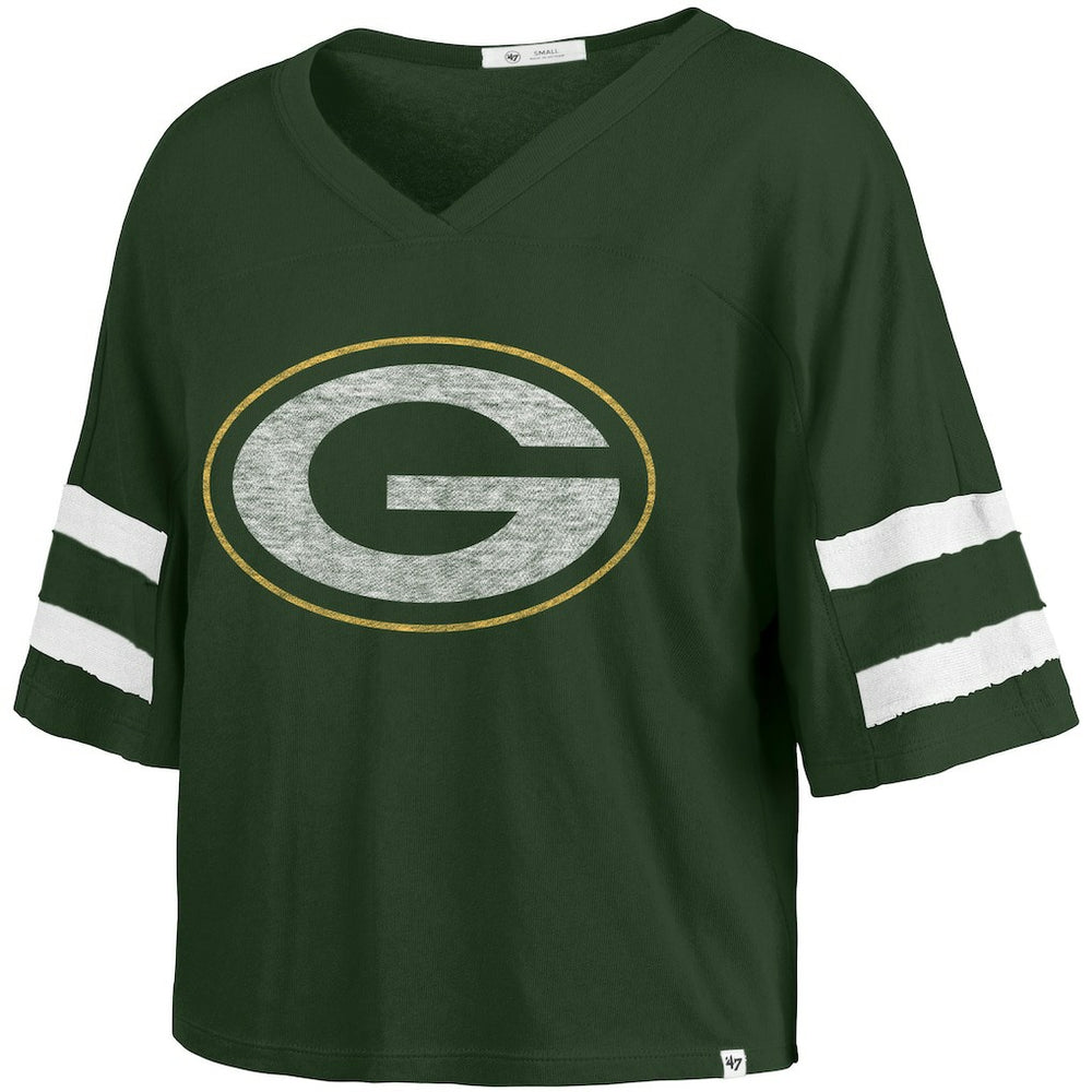 Green Bay Packers 47 brand '47 Women's Premier Scout Cropped V-Neck T-Shirt