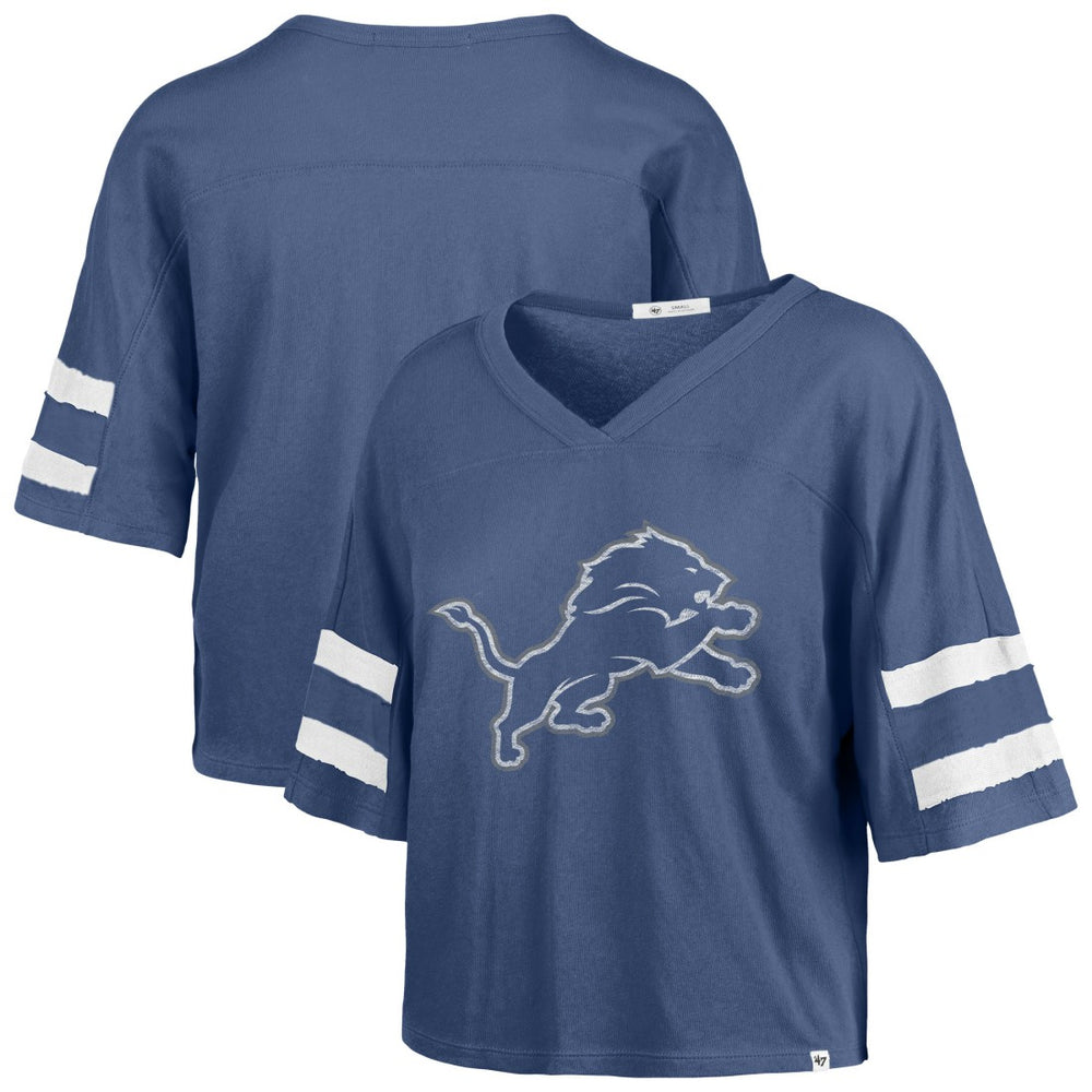 Detroit Lions 47 brand '47 Women's Premier Scout Cropped V-Neck T-Shirt