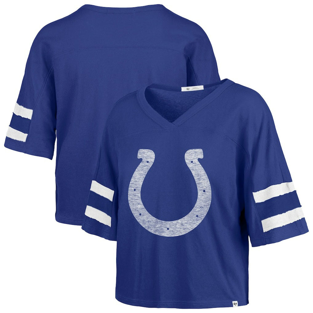 Indianapolis Colts 47 brand '47 Women's Premier Scout Cropped V-Neck T-Shirt