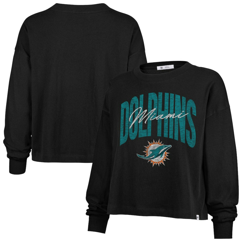 Miami Dolphins 47 brand '47 Women's Muse Sydney Long Sleeve Cropped T-Shirt
