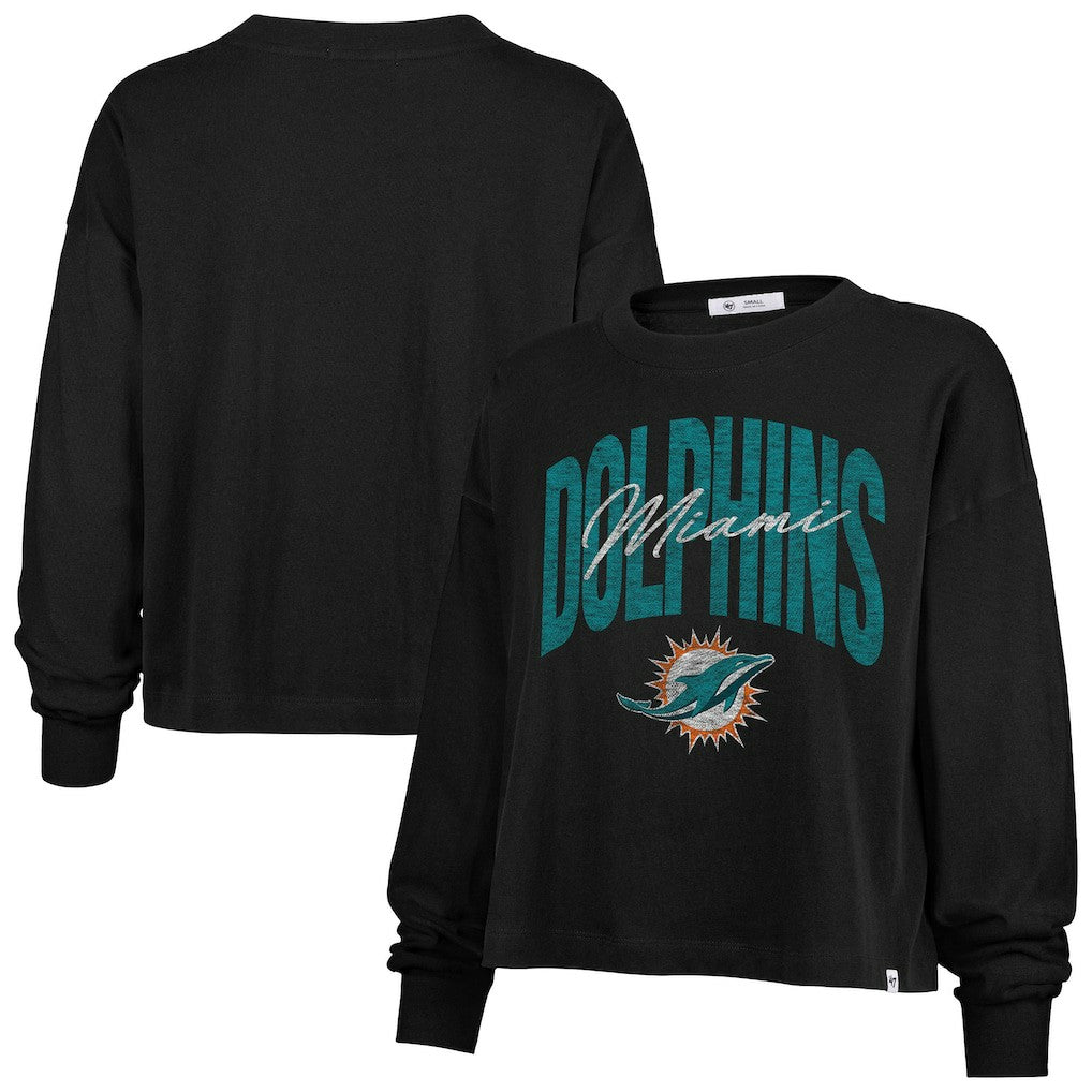 Miami Dolphins 47 brand '47 Women's Muse Sydney Long Sleeve Cropped T-Shirt