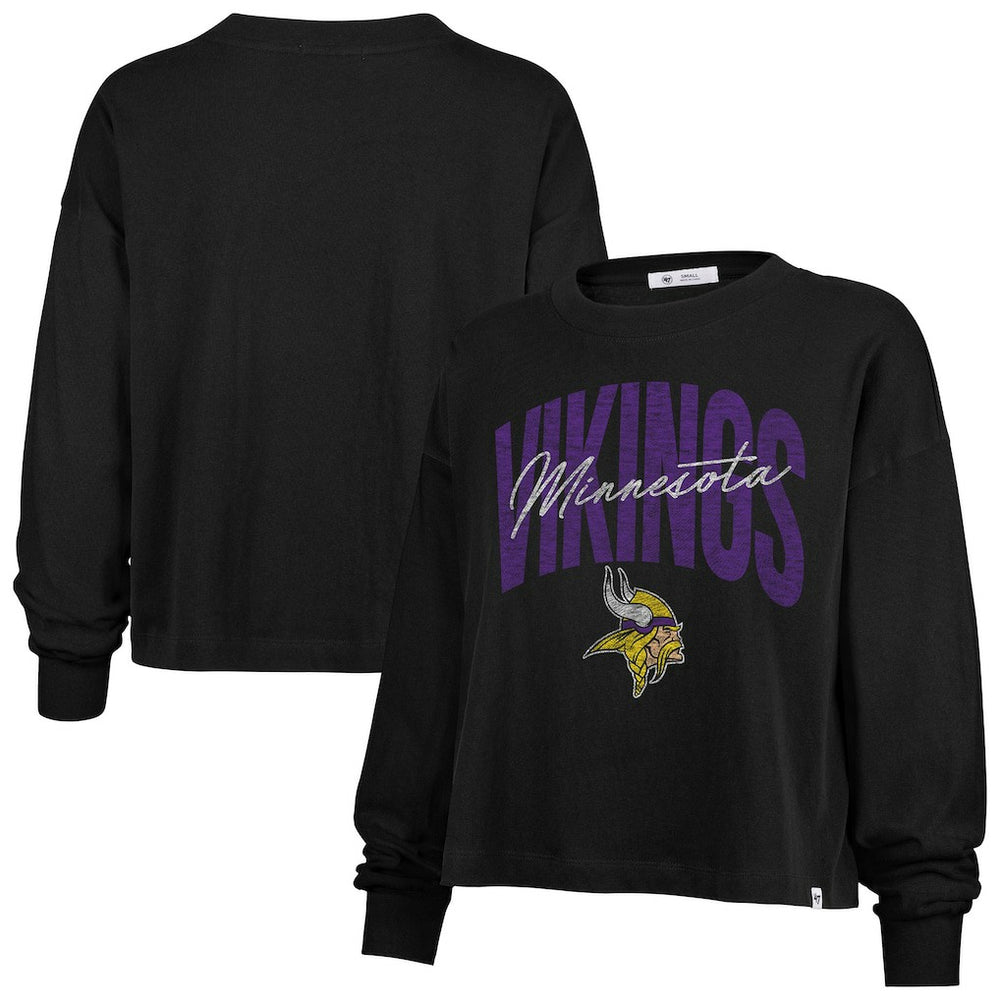 Minnesota Vikings 47 brand '47 Women's Muse Sydney Long Sleeve Cropped T-Shirt