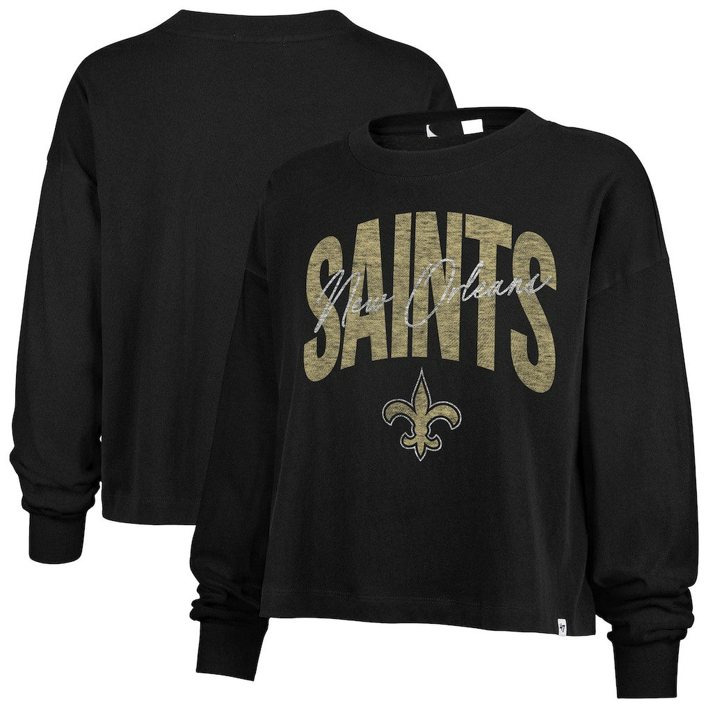 New Orleans Saints 47 brand '47 Women's Muse Sydney Long Sleeve Cropped T-Shirt