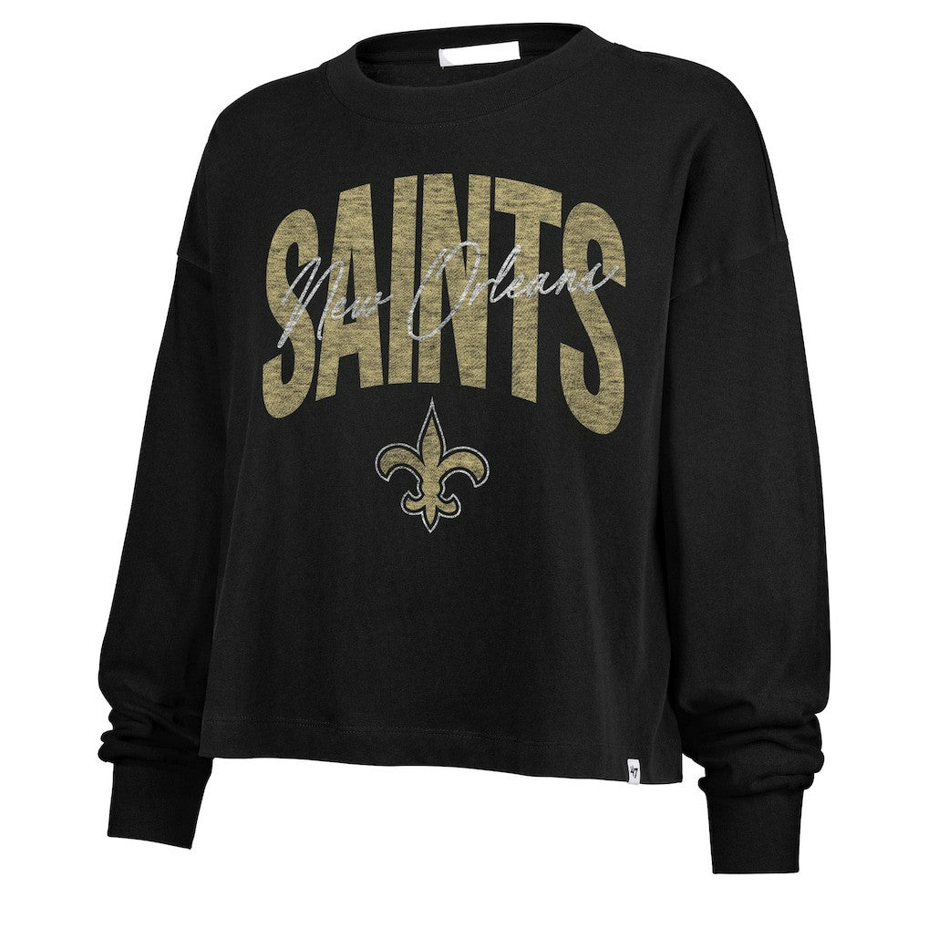 New Orleans Saints 47 brand '47 Women's Muse Sydney Long Sleeve Cropped T-Shirt
