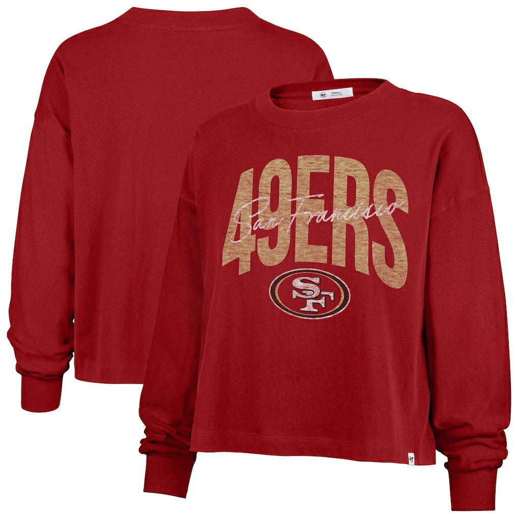 San Francisco 49ers 47 brand '47 Women's Muse Sydney Long Sleeve Cropped T-Shirt