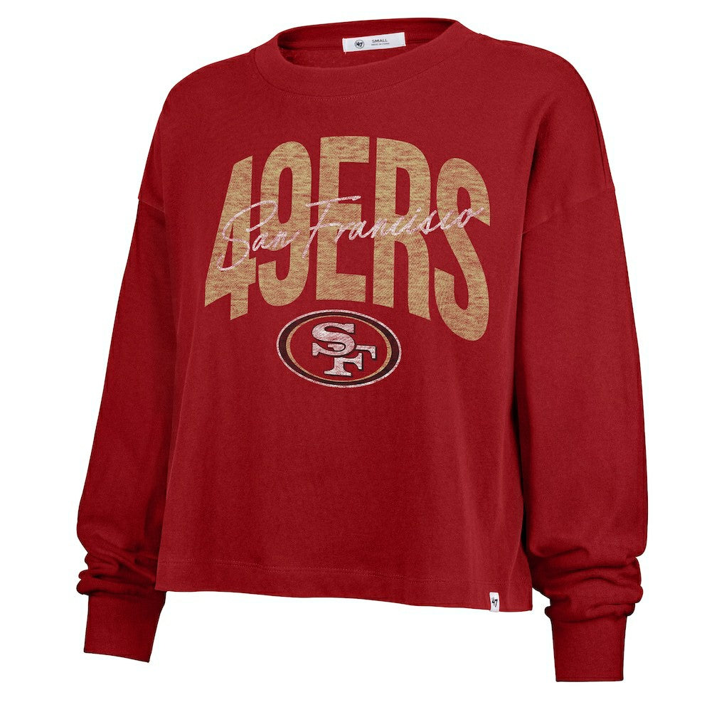 San Francisco 49ers 47 brand '47 Women's Muse Sydney Long Sleeve Cropped T-Shirt
