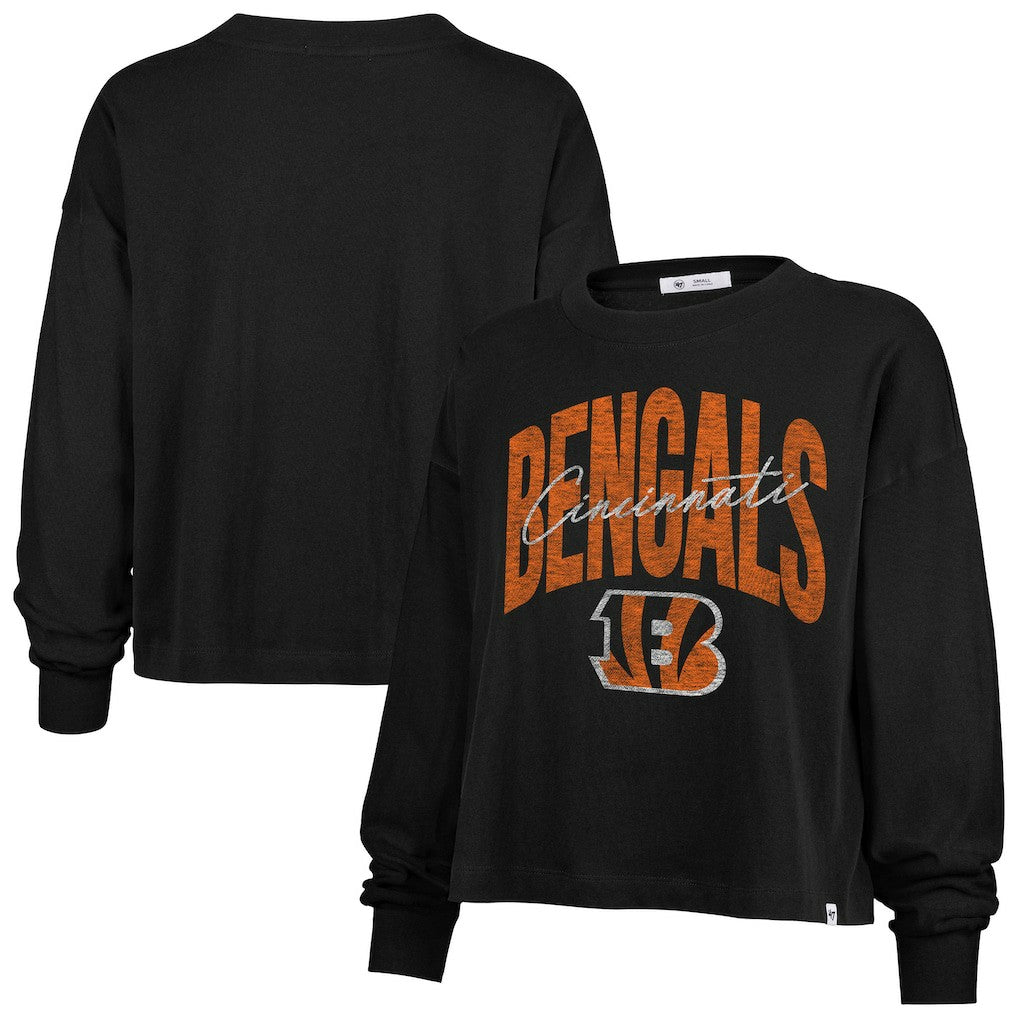 Cincinnati Bengals 47 brand '47 Women's Muse Sydney Long Sleeve Cropped T-Shirt