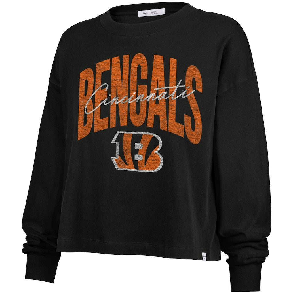 Cincinnati Bengals 47 brand '47 Women's Muse Sydney Long Sleeve Cropped T-Shirt
