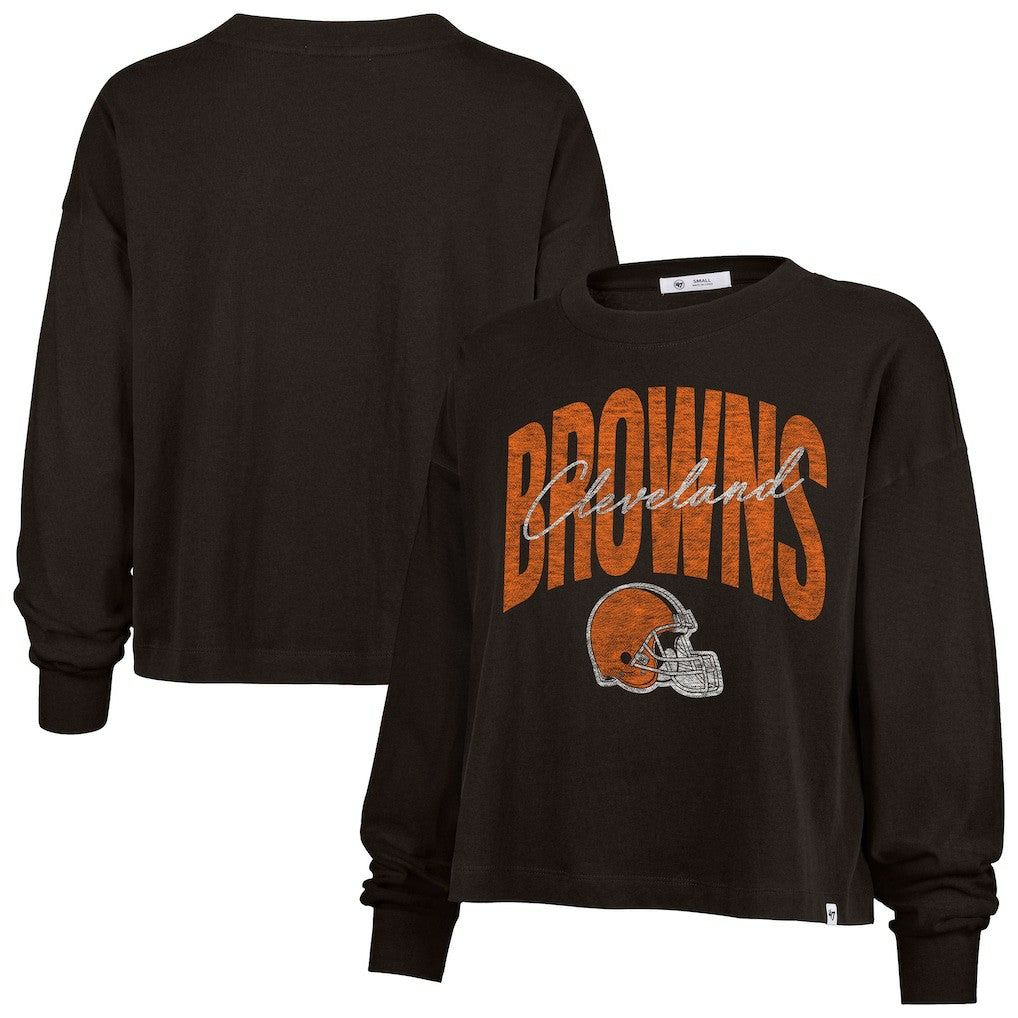Cleveland Browns 47 brand '47 Women's Muse Sydney Long Sleeve Cropped T-Shirt