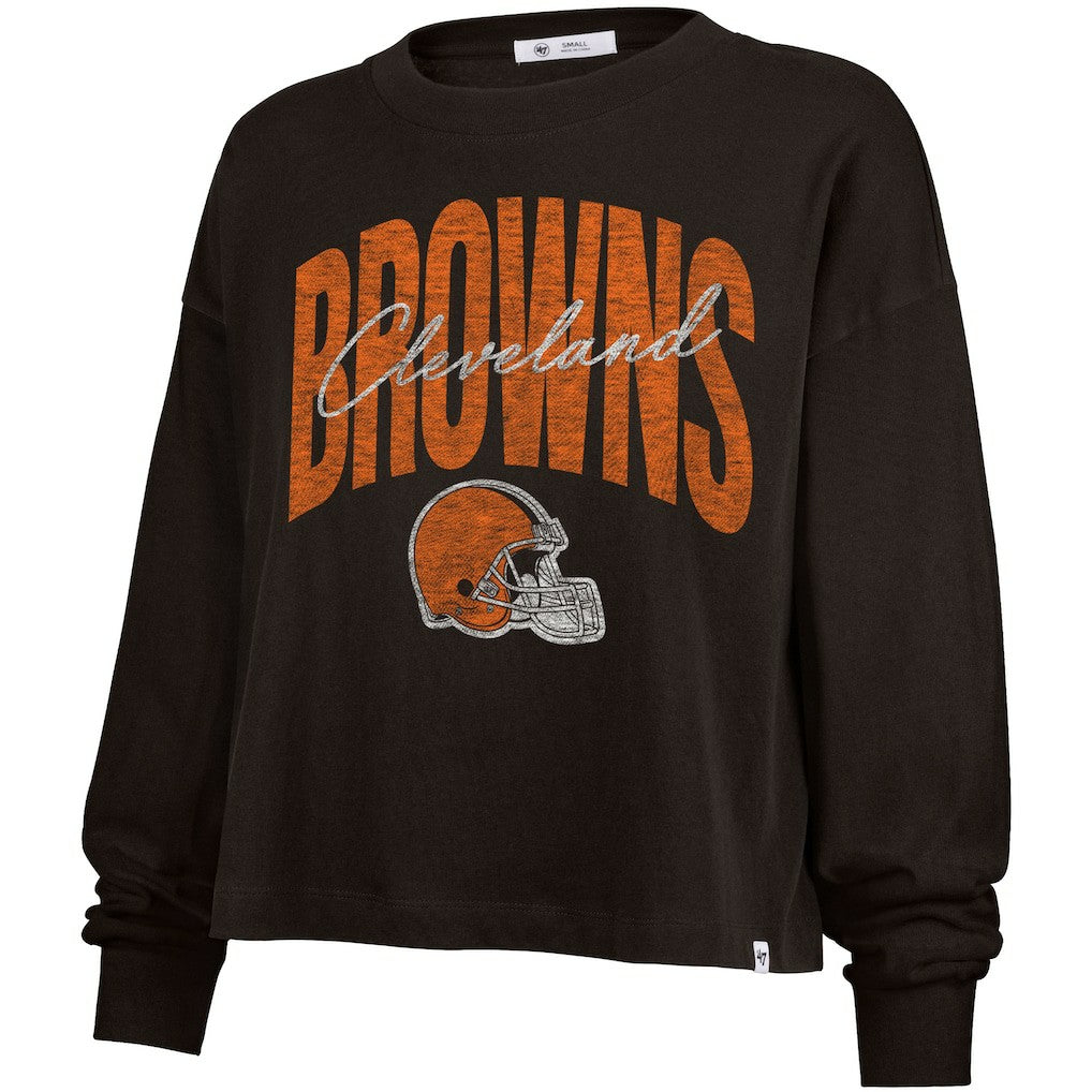 Cleveland Browns 47 brand '47 Women's Muse Sydney Long Sleeve Cropped T-Shirt