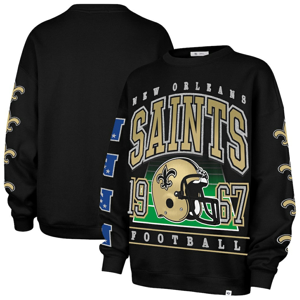 New Orleans Saints 47 brand '47 Women's Go Big Oversized Pullover Sweatshirt