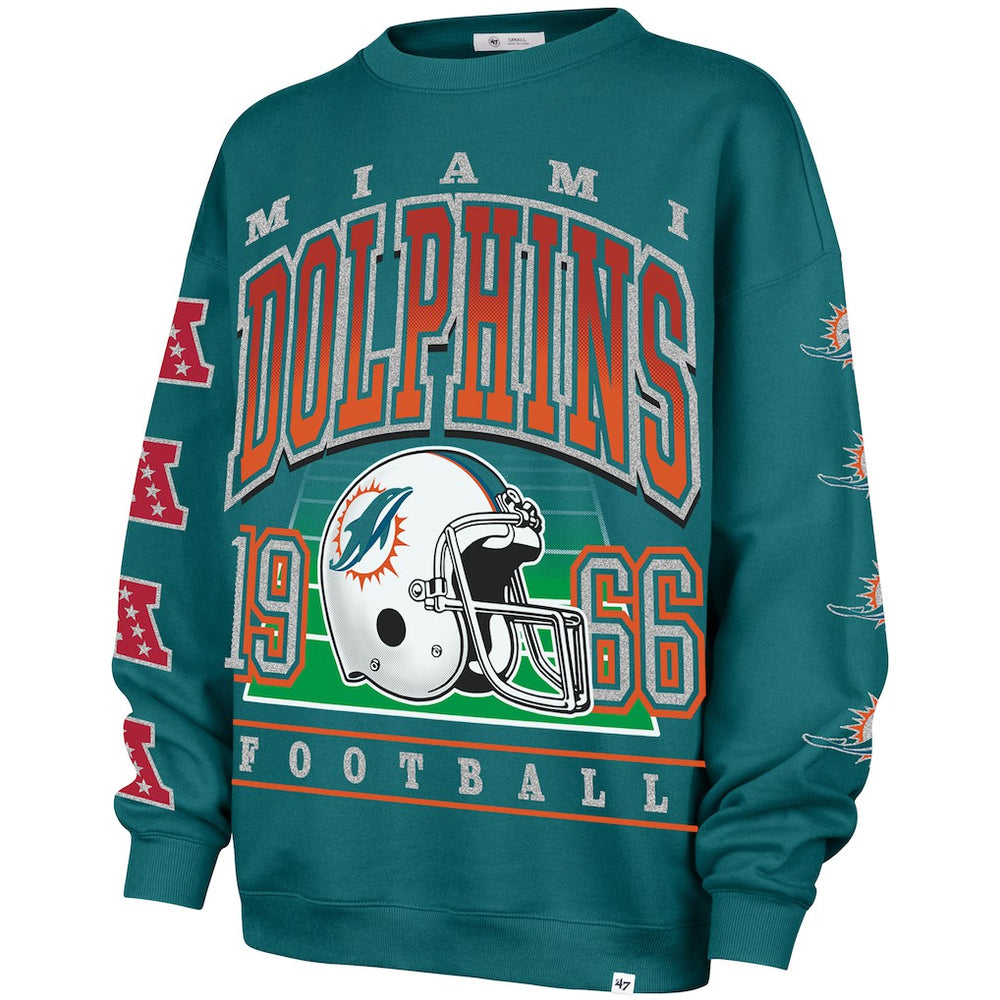 Miami Dolphins 47 brand '47 Women's Go Big Oversized Pullover Sweatshirt