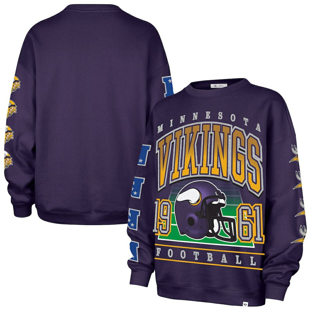 Minnesota Vikings 47 brand '47 Women's Go Big Oversized Pullover Sweatshirt