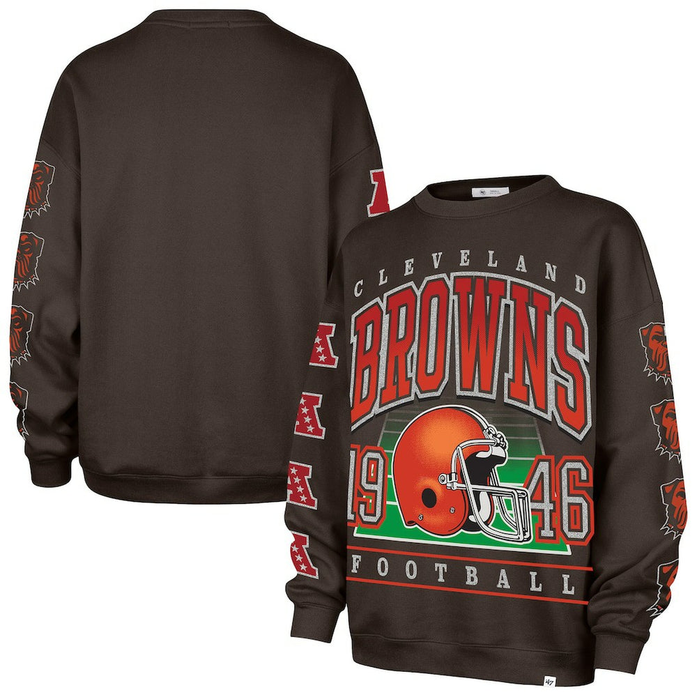 Cleveland Browns 47 brand '47 Women's Go Big Oversized Pullover Sweatshirt