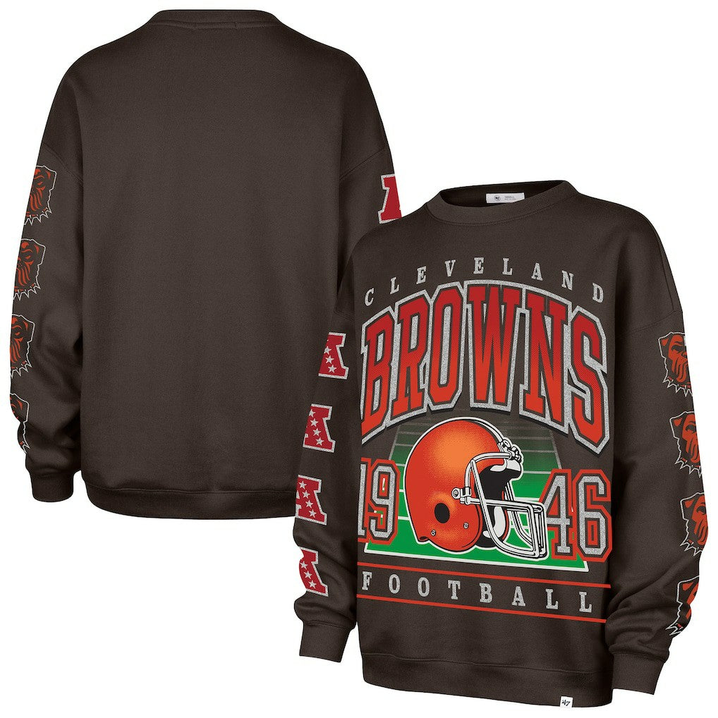 Cleveland Browns 47 brand '47 Women's Go Big Oversized Pullover Sweatshirt